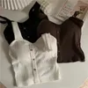 Dames zomer elastisch vest crop vest mouwloos T-shirt spaghetti vest gebreid vest damesvest top wit zwart 240115