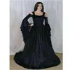Women Medieval Cosplay Renaissance Lace Up Batwing Sleeve Floor Length Dress Vintage Dress Swing Maxi Long Dress S-5XL L220714259P