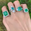 Cluster Ringe Vinregem Smaragd Paraiba Turmalin High Carbon Diamanten Edelsteine Vintage 925 Sterling Silber Schmuck Frauen Jahrestagsgeschenke