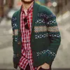 Men's Fashion New Autumn/Winter Knitted Cardigan Polo Collar Long Sleeve Jacquard Sweater Coat