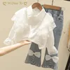 女の子の服セット秋の春の長袖シャツ幼児幼児服ファッション子供服女の子スーツ2pcs240113