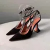 Sandali Donna Scarpe con cinturino alla caviglia Slingback Fascia stretta Gladiatore sexy Punta a punta Tacchi alti sottili Viola Nero Bianco