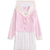 Japanese School Uniform cosplay Women Sakura Light Pink Tops White Pleated Skirt JK Uniform Girls Japanese Sailor Suit242c