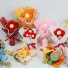 Dekoratif çiçek tığ işi mini buket el yapımı örme ayçiçeği çilek puf çiçek yıl Noel hediye düğün dekor