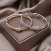 Korea fashion jewelry 14K gold plated luxury zircon knot double closed bracelet elegant womens wedding party accessories 240115