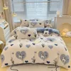 Vinter tjock varm plysch sängkläder set drottning tecknad täcke täcke lakan kudde 4 st sammet douvet cover set comforter cover 240115