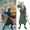 Novo Anime One Piece Roronoa Zoro Cosplay Costume Verde Roupa Uniforme de Halloween Trajes cômicos para homens para homens carnaval cospla241d