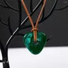 Hänghalsband svartgrönt koralin hjärta halsband lång justerbar läderkedja halloween festival gåva