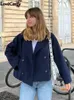 Sonbahar Kış Yünü Karışımlar Kadınlar için Kısa Katlar Zarif yaka Çift Kelime Kesin Katı Ceketler Kadın Moda Sıcak Sokak Giydirme 240115