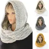 Scarves Warm Hooded Scarf Fashion Polyester 56-58cm Wrap Circle Loop Neck Soft Knitted Winter