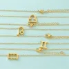 Pisces 12 Zodiac Signs Constellation Pendant Necklace Golden Color 14k Yellow Gold Necklaces For Women Jewelryg