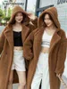 Maxmaras Coat Teddy Bear Womens Cashmere Coats ull vinter 2024 Huva Midlängd full päls koreansk version lös och förtjockad w