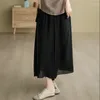 Calças femininas 2024 verão mulheres pantskirt lace-up dupla camada casual moda solta cintura alta estilo nacional larga perna feminina