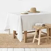 100% 순수한 린넨 단색 테이블 커버 내 자연 직물 식탁보 부엌 식당 파티 휴일 탁상 장식 240113