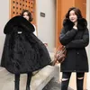 Women's Trench Coats 2024 Winter Jacket Women Parka Fashion Long Coat Wool Liner Hooded Parkas Slim With Fur Collar Warm Snow Wear Padded