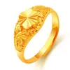 Counter Copy 100% Real Gold 24k 999 Ring Women's Color Zhaocai Transfer Flower Adjustable Pure 18K Gold Jewelry 240115