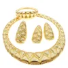 Роскошный бразильский позолоченный комплект ювелирных изделий, женское изысканное ожерелье, серьги, кольцо, браслет, подарок H00103 240115