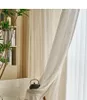 Rideau en lin de coton français tissé fil de rideau beige style sud-est asiatique salon chambre étude salon de thé rideau personnalisé 240115