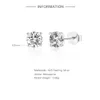 CANNER 0.5-1.2 Carat D Color Ear Stud Earrings For Women 925 Sterling Silver Sparkling Piercing Earring Fine Jewelry 240113