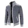 Mens Sweater Coat Fashion Patchwork Cardigan Men Knitted Jacket Slim Fit Stand Collar Thick Warm Coats 240113