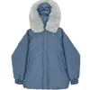 Trench da donna 2024 Cappotto da donna in cotone Giacca invernale Colletto in pelliccia artificiale femminile Parka con cappuccio Caldo capispalla addensato Allentato corto