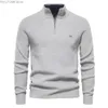 SWEATER MENS WYŁAD HIGH SCIPPIPER Solidny Elastyczny Slim Fit Długie rękaw Pullover Casual Business Mężczyzny na drutach 240115