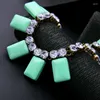 Chaînes prix en vrac Vintage Antique couleur or colliers brillants blanc vert pierre court collier ras du cou pour femmes pull