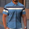 Business Casual Golf Men's Polo Camisas Verão Moda ShortSleeve Camiseta Gradiente Linha Impressão Tops Diariamente Poloshirt Oversized 240115