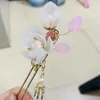 Grampos de cabelo estilo étnico em forma de u vara chinesa com liga hipoalergênica flor borla pauzinhos para cheongsam han roupas vestido