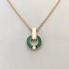 Anello Collana di diamanti Moda Malachite naturale Lettera Ciondolo Gioielli da donna Coppia Gift239L