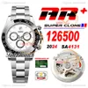 AR+F 126500 SA4131 Automatisk kronograf Mens Titta på svart keramik Bezel White Dial 904L Steel Case and Armband Super Edition Watches 2024 New ETA TimeZoneWatch A1