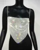 Sexy en glanzend diamanten visnet hol vest geschikt voor vrouwen met backless diamanten ketting tanktop nachtclub party crop top 240115