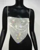 Gilet cavo a rete con diamanti sexy e lucente adatto per le donne con canotta con catena di diamanti senza schienale discoteca party crop top 240115