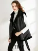 Traf Woman Winter Vest Coat Cotten Imitation Leather Vests Fashion Seveless Jacket WindProof Casual Warm Coats 240115