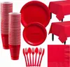 Disposable Dinnerware Wedding party Red Party Disposable party cutlery cups tablecloths plates Anniversary birthday party decorations adult pvaiduryd
