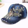 Bollkåpor delikat 2024 Kvinnor Diamond Flower Baseball Cap Summer Style Lady Jeans Hatts som säljer grossist