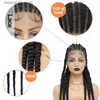 Synthetic Wigs Incoo 36 Full Lace Braided Wigs For Black Women Jumbo Knotless Box Braid Lace Wigs Cornrow Synthetic Wig Braide African Hair Q240115
