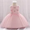 Robes d'été de baptême pour filles, robe Tutu de princesse à gros nœud, vêtements de baptême pour bébés filles de 0 à 24 mois