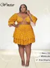 Wmstar Plus Size Women 2 Two Piece Outfits Sexy Crop Top and Mini Skirts Sets Dot Print Matching Wholesale Drop 240115