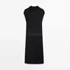 Casual Dresses Donegirl 2024 Kvinnor Fashion Short Sleeve Turtleneck Simple Temperament Sticked High Collar Long Dress Female Chic