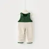 Inverno unisex criança bebê veludo dungarees macacão para crianças casuais calças quentes letras oversize solto macacão crianças roupas 240115