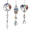 Colares Pingente 3 PCS Handmade Suncatcher Fio Envolto Pedra Colar Pendurado Ornamento Com Cristal Gota Prisma Para Casa Carro BMF8197h