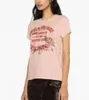 24SS Zadig Voltaire Ny designer T-shirt ZV Classic Hot Letter Print Flower Brodery Pink Cotton Women Casual mångsidig kortärmad lös pullover tees tidvatten
