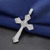 14k Gold Long Diamond Cross Pendant 925 Sterling Silver Party Wedding Pendants Halsband för kvinnor Män smycken gåva 240115