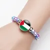 Link Bracelets Palestine Flag Gemstone Bracelet For Men Women Black Pendant Beaded Strings Friend Gift Wholesale Elastic Rope Bead