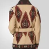 Mäns retro europeiska och amerikanska tungindustrin Jacquard stickad tröja Autumn och vinter förtjockad kofta tröja jacka