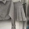 Work Dresses 2024 Autumn/Winter Woolen Grey Coffee Bat Sleeves Half Skirt Set