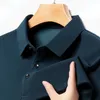 2023 camisa polo masculina negócios outono camiseta manga longa casual masculino ajuste fino coreano roupas botão camisas 240115
