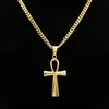 Gyptian Ankh Key Charm Hip Hop Cross Gold Silver Plated Pendant Necklaces For Men Top Quality Fashion Party Jewellry Gift281i