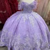 Vestidos de princesa lavanda quinceanera, apliques de flores, vestido de baile, doce 16, vestidos de 15 anos, concurso de aniversário